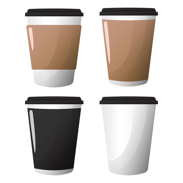 Vector conjunto de vectores de tazas de café de papel