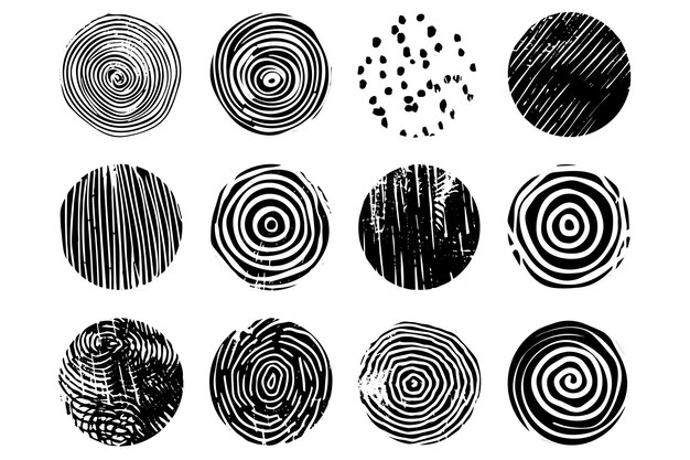 Conjunto de vectores de tinta de círculo Formas redondas y bordes grungy para diseños artísticos