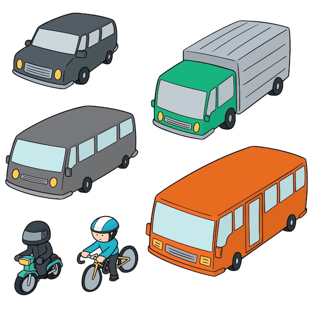 Vector conjunto de vectores de transporte