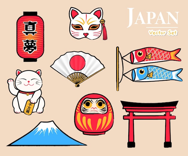 Conjunto de vectores de turismo tradicional de Japón