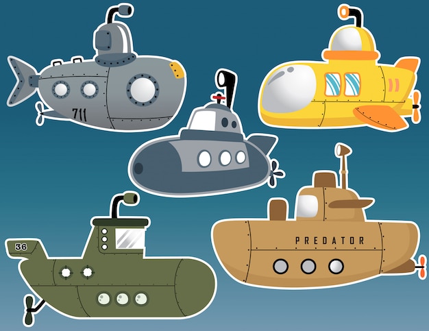 Vector conjunto de vectores de varios dibujos animados submarinos