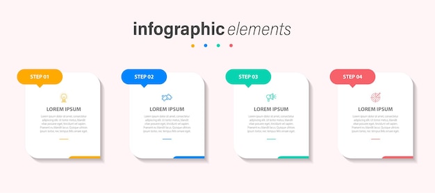 conjunto de vectores de vectores de infografía creativa de negocios colección de infografía de plantilla de cuatro pasos