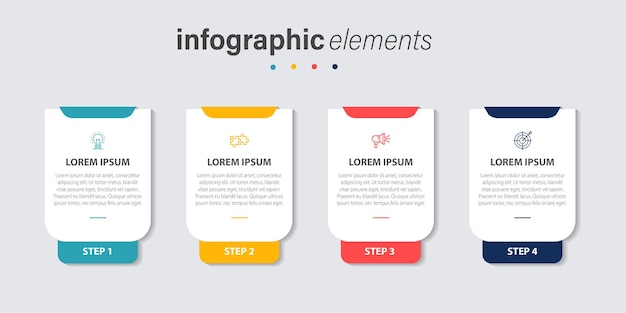 conjunto de vectores de vectores de infografía creativa de negocios infografía de plantilla de cuatro pasos