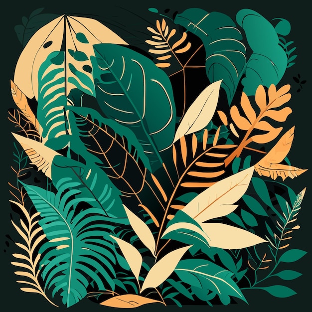 Vector conjunto de vectores de vegetación de selva tropical