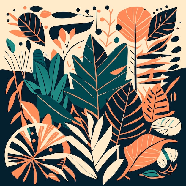 Vector conjunto de vectores de vegetación de selva tropical