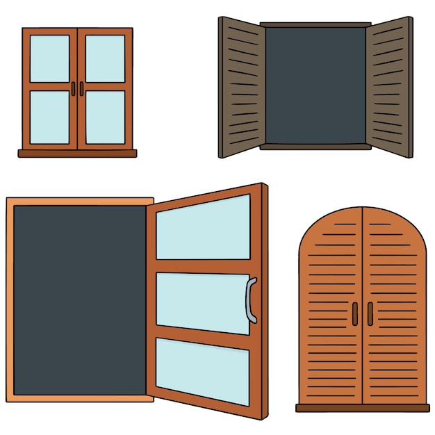 Vector conjunto de vectores de ventana