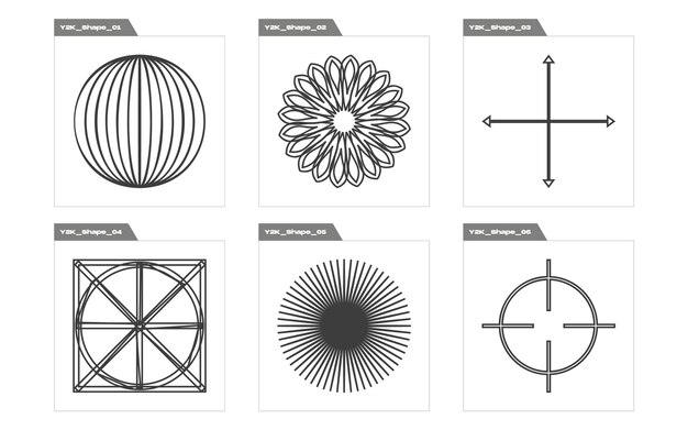 Conjunto vectorial de activos gráficos extraordinarios Y2K para camisetas modernas diseñadas