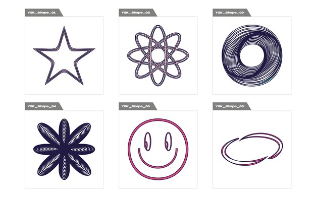 Conjunto vectorial de activos gráficos extraordinarios Y2K para camisetas modernas diseñadas