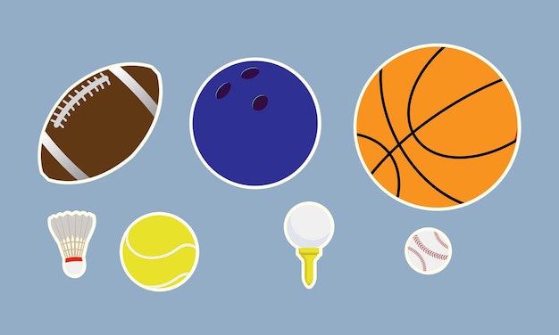 Conjunto vectorial de adhesivos para equipos deportivos para béisbol, baloncesto y bádminton