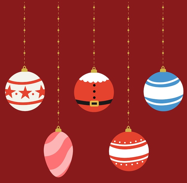 Conjunto vectorial de adornos navideños
