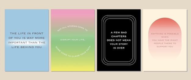 Conjunto vectorial de afiches con inscripciones Afiches lindos en un estilo minimalista con formas geométricas coloridas