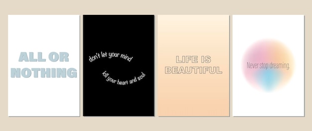 Conjunto vectorial de afiches con inscripciones Afiches lindos en un estilo minimalista con formas geométricas coloridas