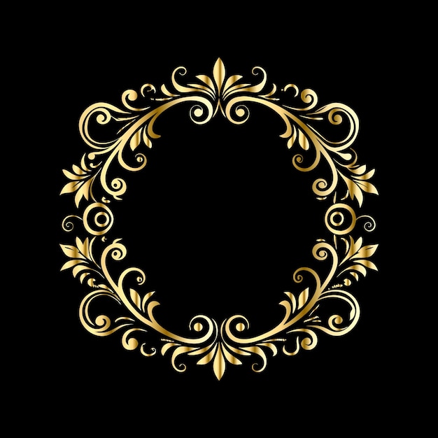 Conjunto vectorial de alas heráldicas antiguas doradas aisladas sobre un fondo negro Elemento gráfico para el diseño