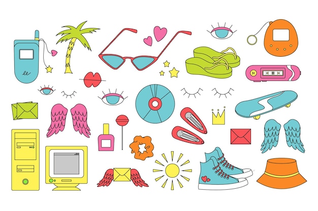 Conjunto vectorial de los años 2000 Y2K