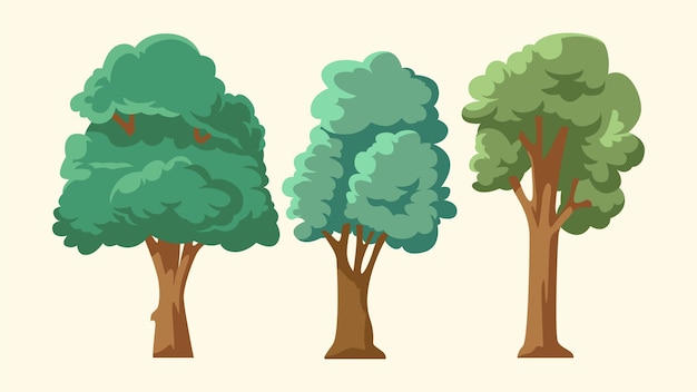 Conjunto vectorial de árbol de dibujos animados simple