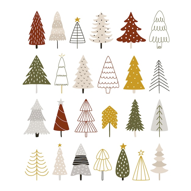 Conjunto vectorial de árboles de Navidad escandinavos
