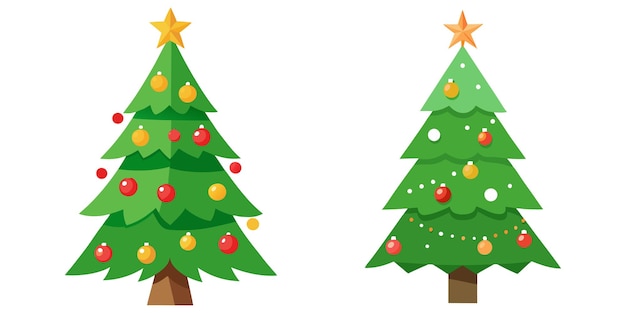 Conjunto vectorial de árboles de Navidad y fondo blanco