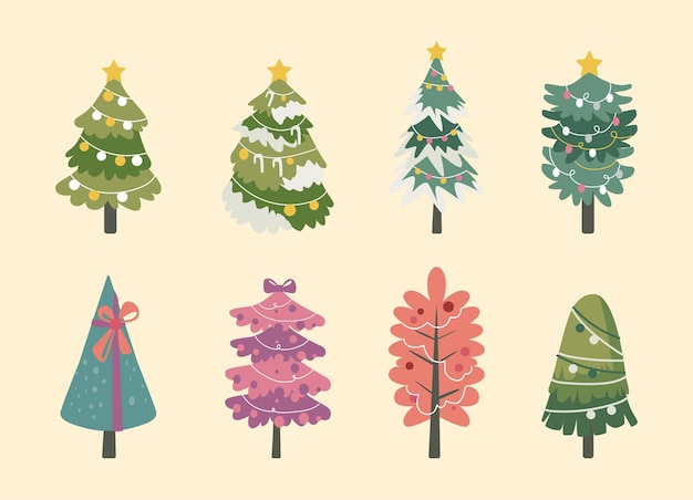 Conjunto vectorial de árboles de Navidad planos abstractos