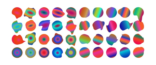 Conjunto vectorial de asombrosos gradientes de aura Y2K Paleta de colores experimental Elementos geométricos