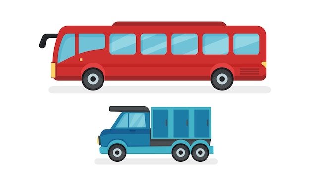 Conjunto vectorial de automóviles o automóviles como vehículos de motor con ruedas utilizados para el transporte