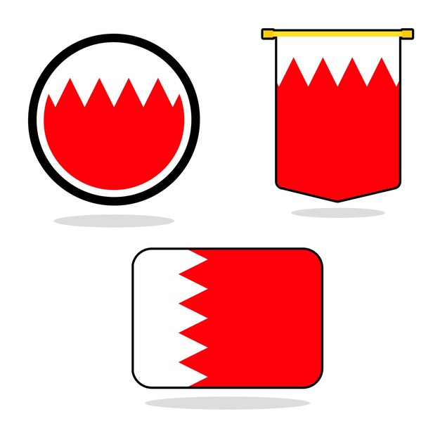 Conjunto vectorial de bandera de Bahrein Bandera de Bahrein con fondo blanco Diseño de ilustración vectorial