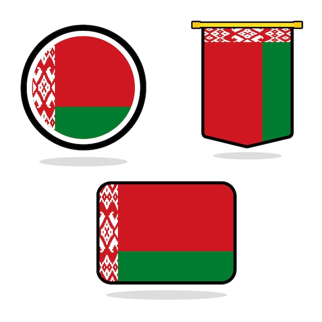 Conjunto vectorial de bandera de Bielorrusia bandera de Belarús diseño de bandera del día de la independencia con ilustración vectorial