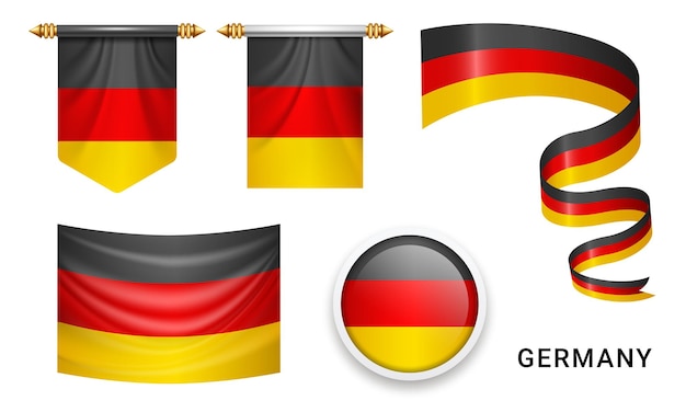 Vector conjunto vectorial de la bandera nacional de alemania en varios diseños creativos