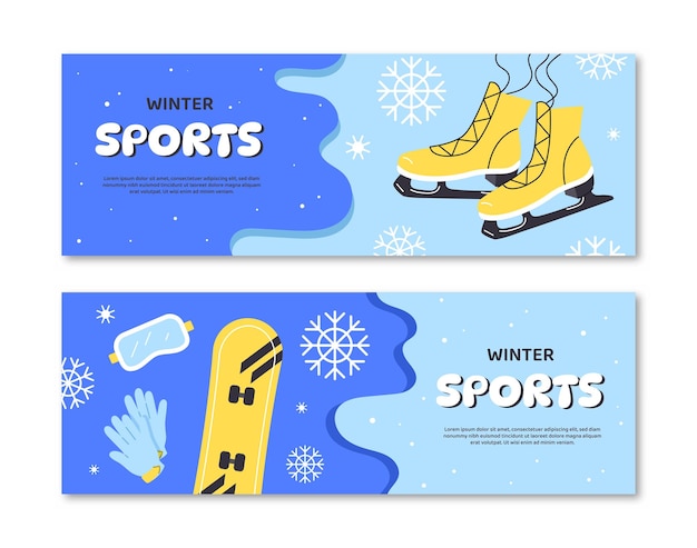 Conjunto vectorial de banderas de deportes de invierno