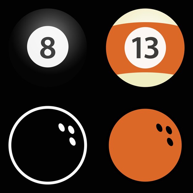 El conjunto vectorial de bolas deportivas de billar