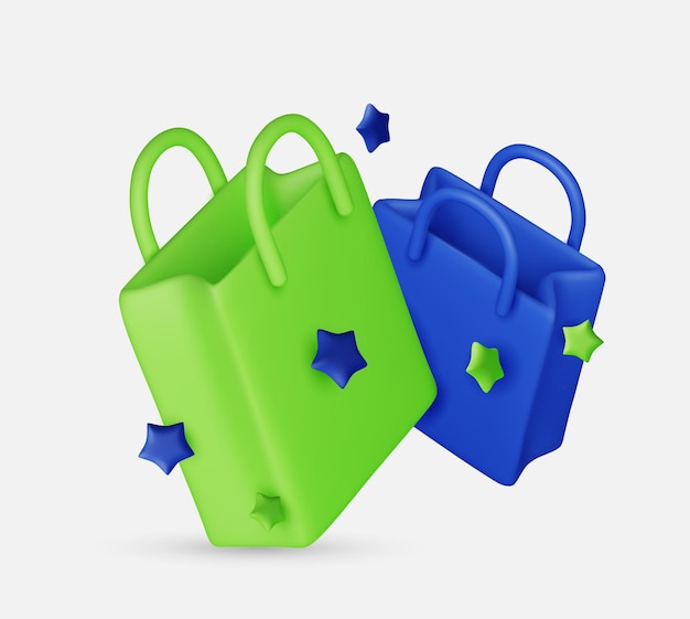 Conjunto vectorial de bolsas de compras Venta de bolsas vacías de papel colección para compras de moda elementos de diseño aislados en blanco Ilustración vectorial