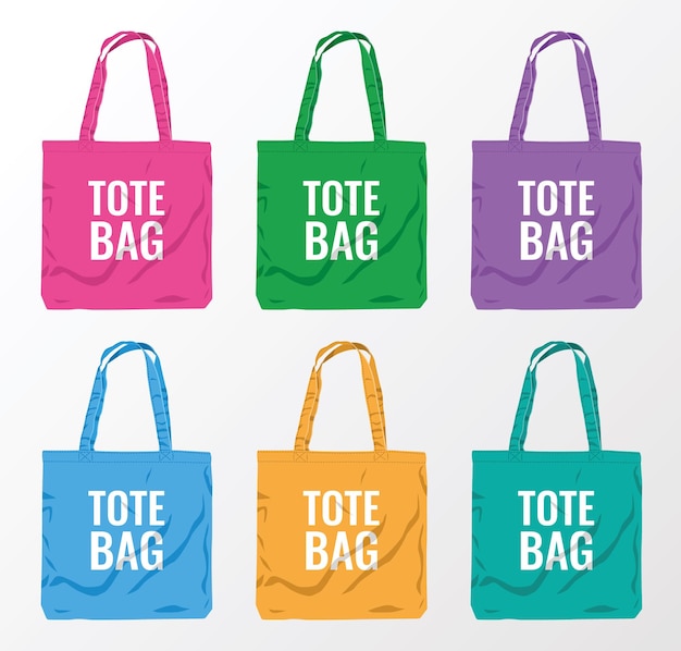Conjunto vectorial de bolsas de mano con varios colores.