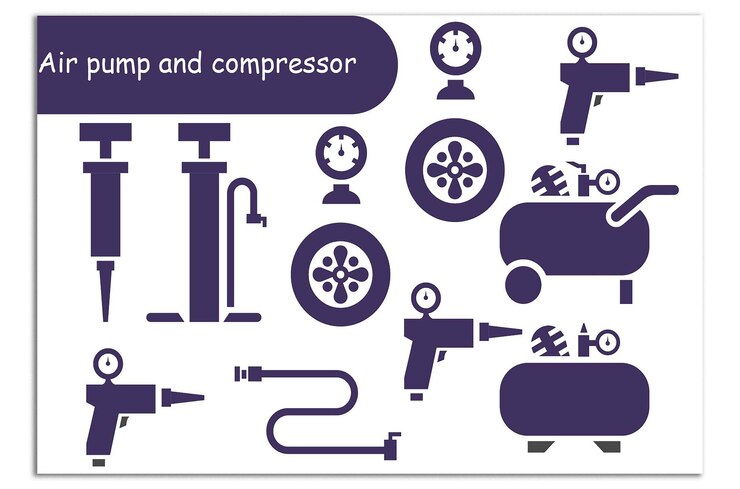 Vector conjunto vectorial de bomba de aire y compresor