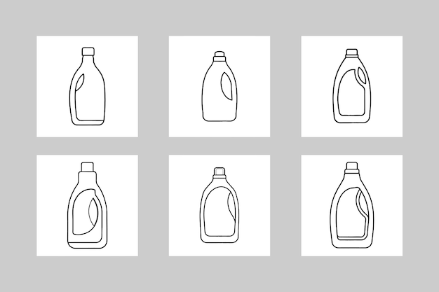Conjunto vectorial de botellas de detergente para la ropa