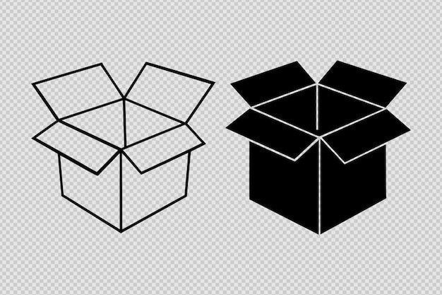 Conjunto vectorial de cajas de cartón con siluetas y line art ideal para la logística de embalaje