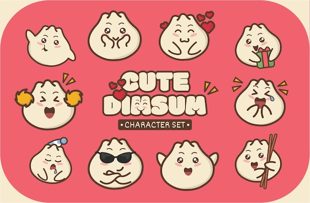 Conjunto vectorial de caracteres de Cute Dim Sum