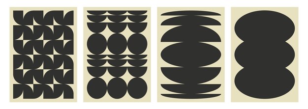 Conjunto vectorial de carteles monocromáticos abstractos Fondo con forma geométrica en el estilo brutalista de los años 90