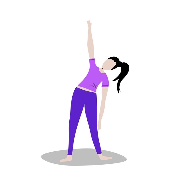 Vector conjunto vectorial de chica de entrenamiento mujer haciendo ejercicios de fitness y yoga