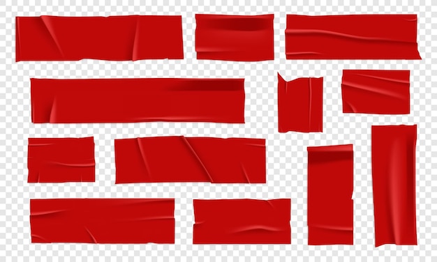 Conjunto vectorial de cinta adhesiva roja realista en 3D PNG