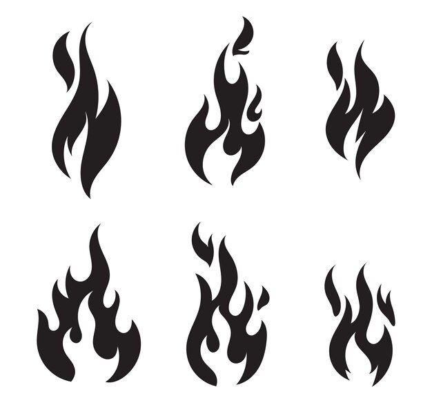 Conjunto vectorial de clipart de fuego de llama