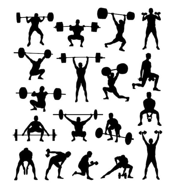 el conjunto vectorial de la colección de silueta del levantador de pesas del gimnasio