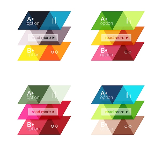 Conjunto vectorial de coloridas infografías geométricas