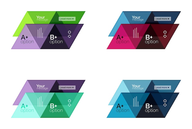 Conjunto vectorial de coloridas infografías geométricas