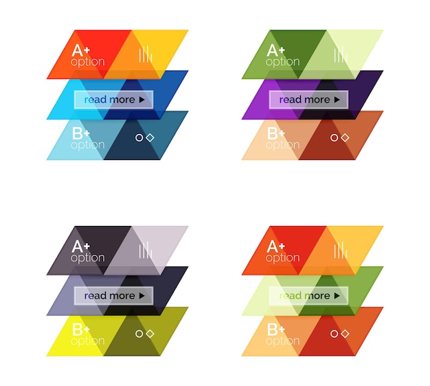Conjunto vectorial de coloridas infografías geométricas