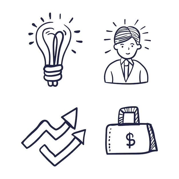 conjunto vectorial de conceptos de negocios iconos de doodle