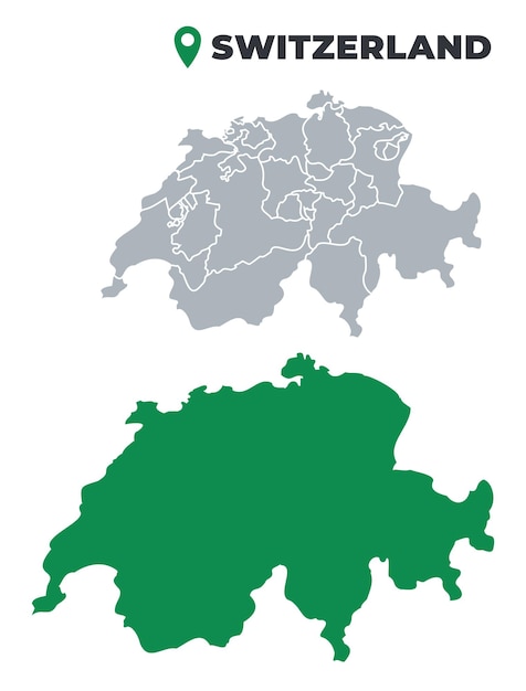 El conjunto vectorial de contorno plano simple del mapa de Suiza