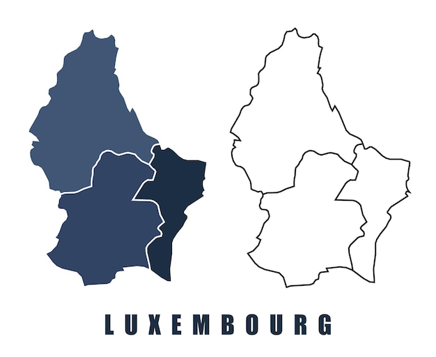 conjunto vectorial de contornos fronterizos de las regiones del mapa de Luxemburgo