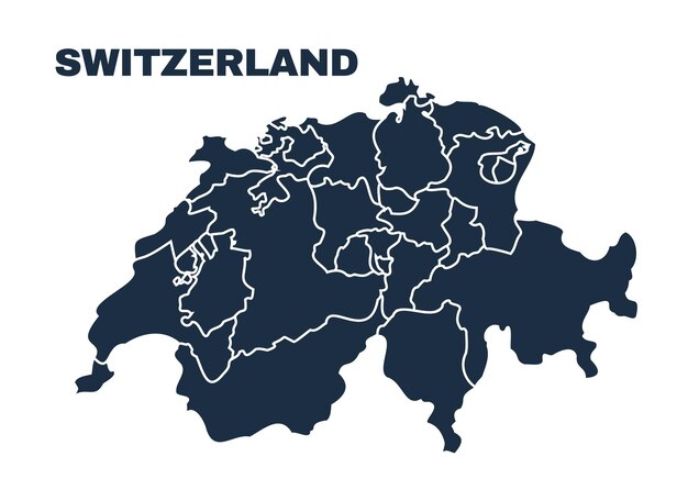 conjunto vectorial de contornos fronterizos de las regiones del mapa de Suiza