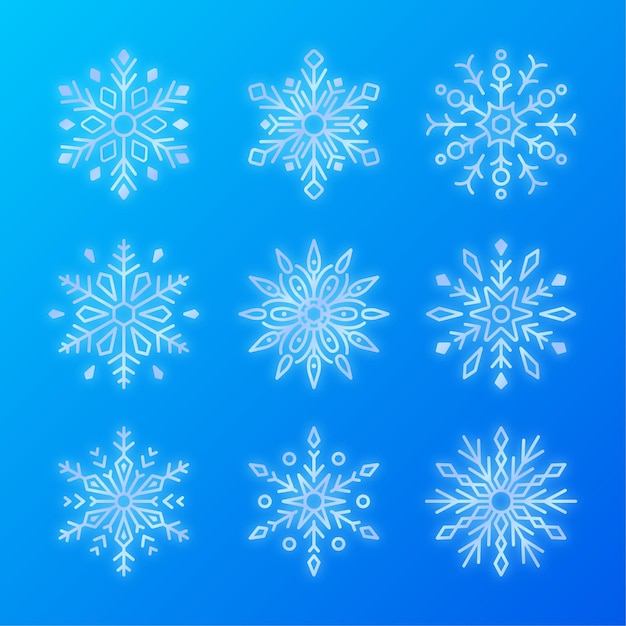 Conjunto vectorial de copos de nieve diseño de navidad