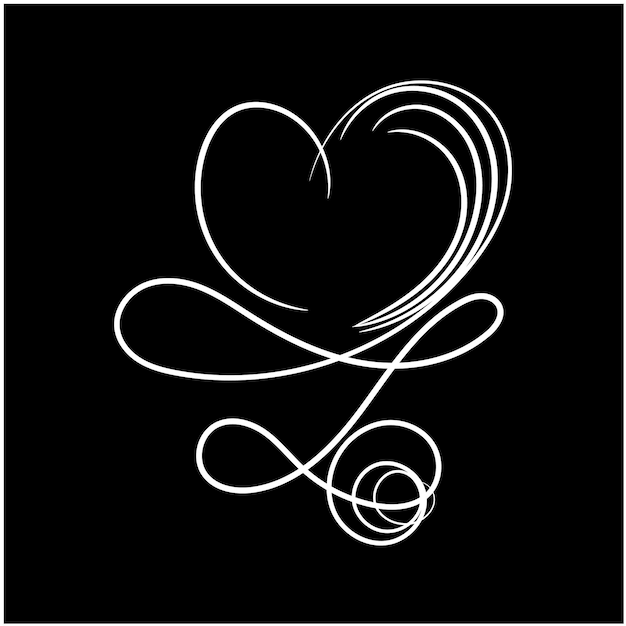 Conjunto vectorial de corazones de bucle dibujados a mano en negro