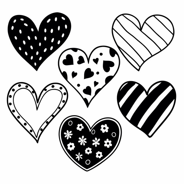conjunto vectorial de corazones dibujados a mano elementos de diseño para San Valentín